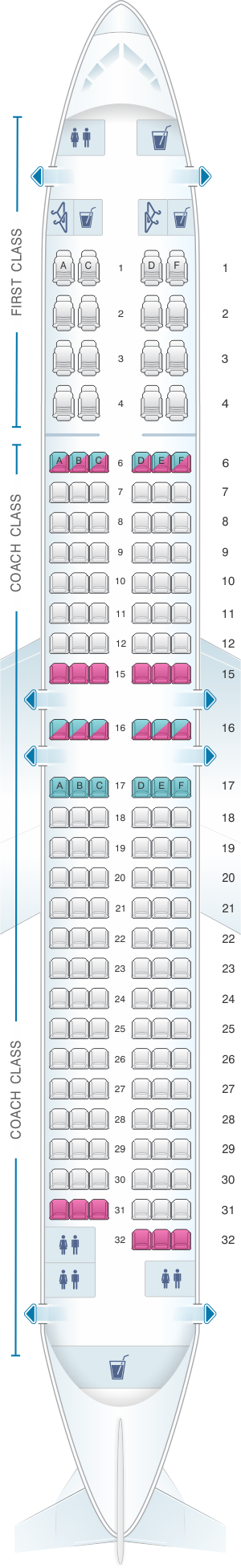 Seat Map Alaska Airlines Horizon Air Boeing B737 800 738