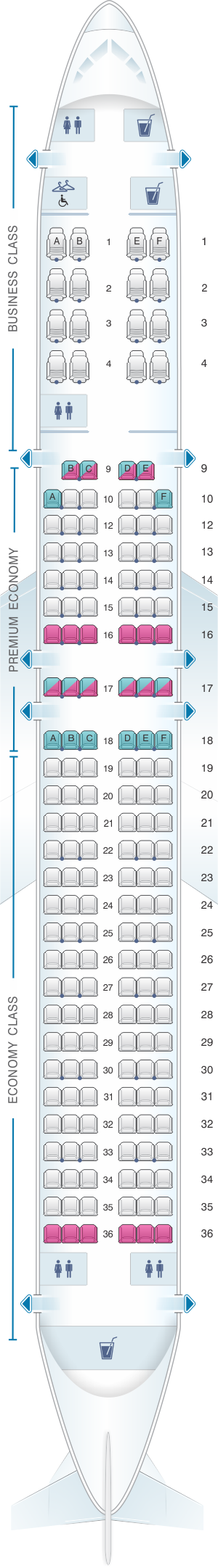 Seat Map American Airlines Boeing B757 International 