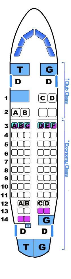 Seat map for Avro RJ70 Avroliner