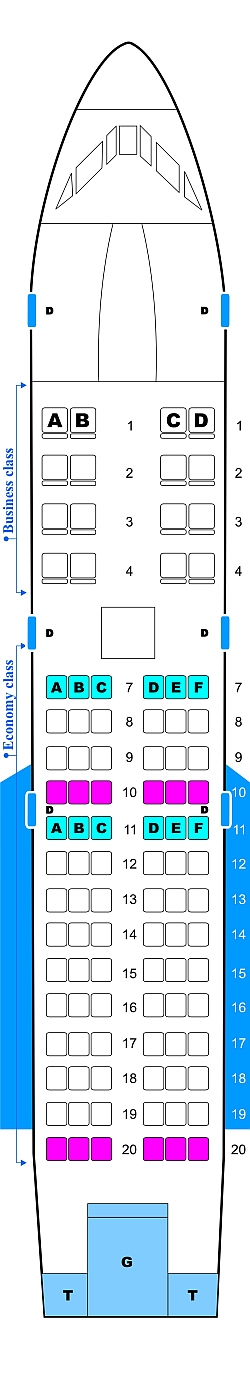 Seat Map Tatarstan Airlines YAK-42 | SeatMaestro