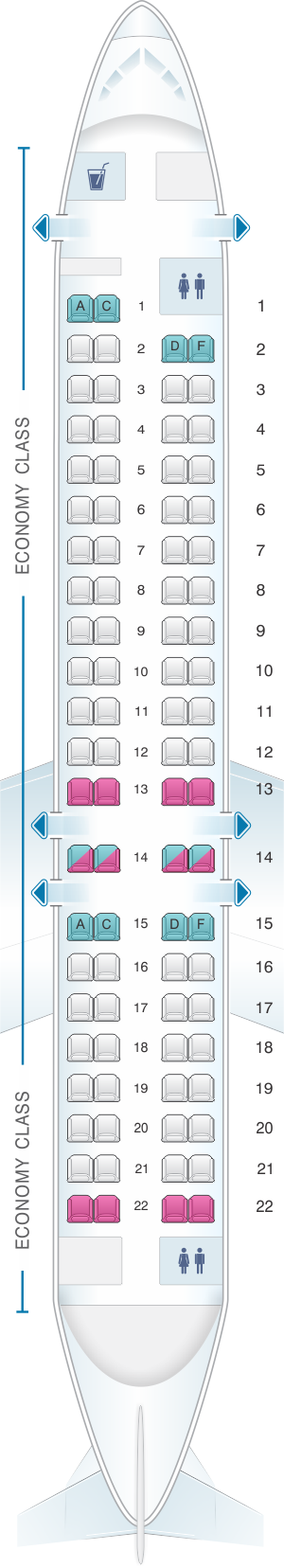 Seat Map Adria Airways Bombardier CRJ 900 | SeatMaestro.com