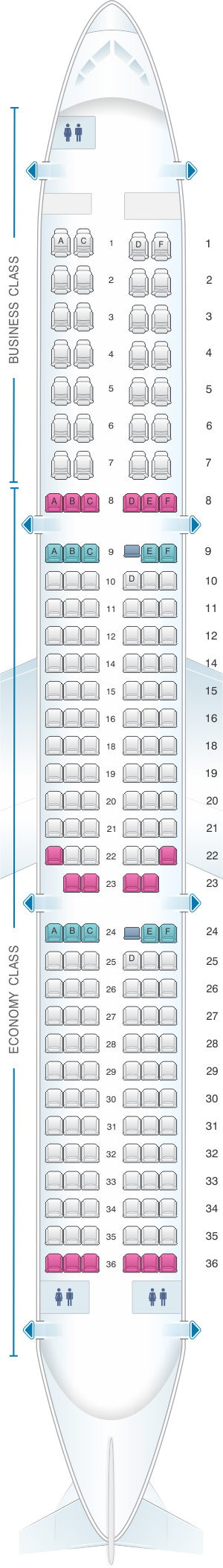 Seat Map Alitalia Airlines - Air One Airbus A321 Config.1 | SeatMaestro.com