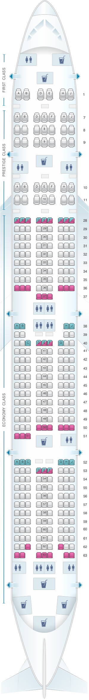 Seat Map Korean Air Boeing B777 300 Sleeper | SeatMaestro.com