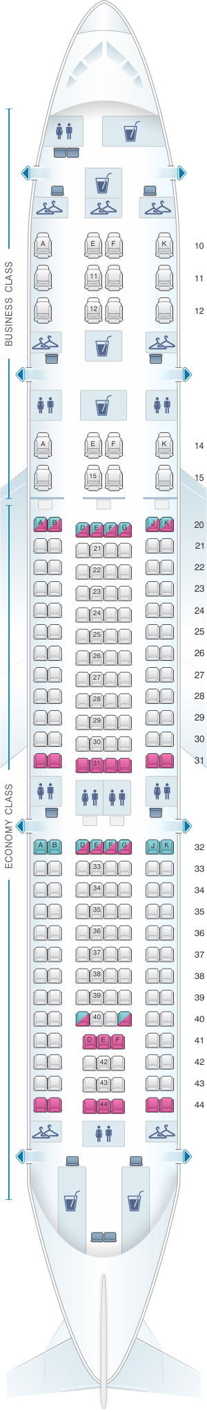 Seat Map Oman Air Airbus A330 200 | SeatMaestro.com