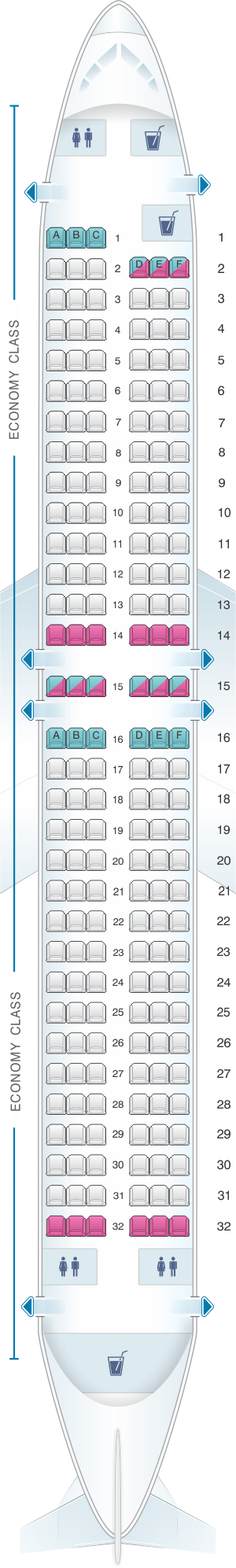 Seat map for Orenair Boeing B737 800 189PAX