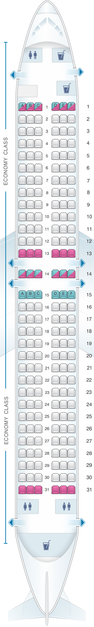 Seat map for Orenair Boeing B737 800 186PAX