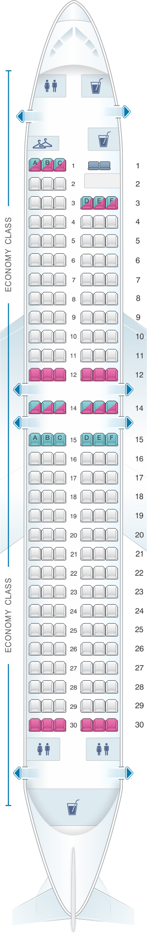 Seat map for Miami Air Boeing B737 800 Config. 2