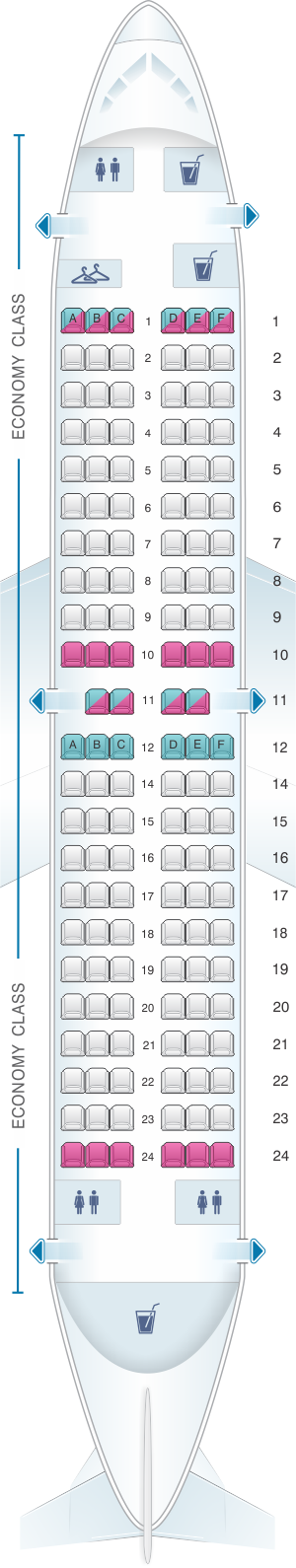 Seat Map Blue Panorama Boeing B737 300 | SeatMaestro.com