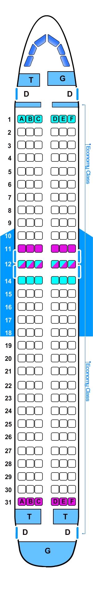 Seat Map Airbus A320 | SeatMaestro