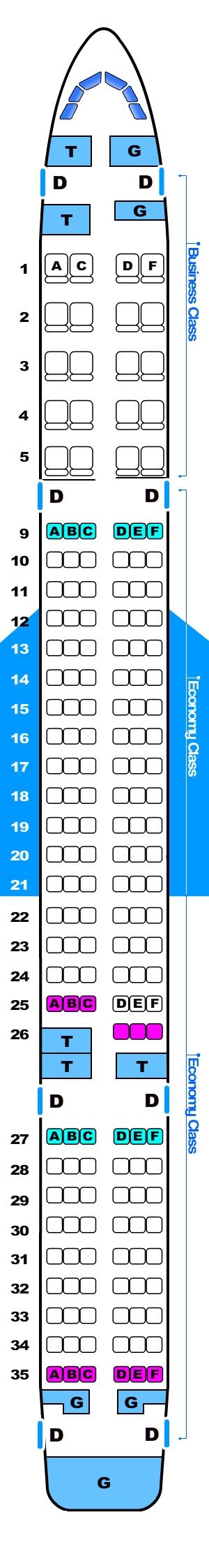 Seat Map Boeing B757 173 pax  SeatMaestro