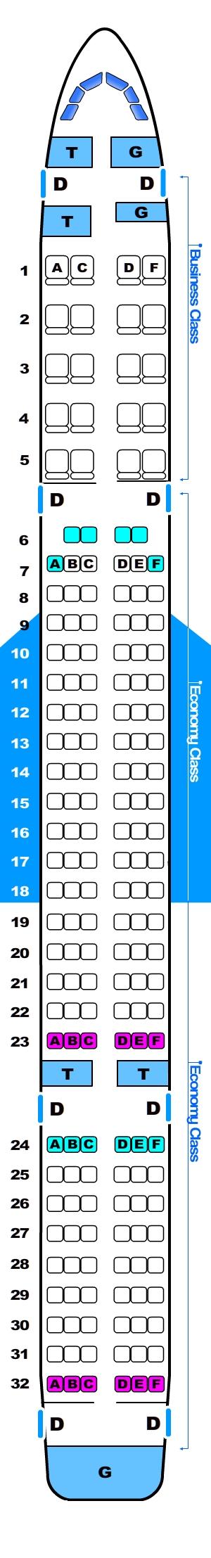 Seat map for Boeing B757 174 pax