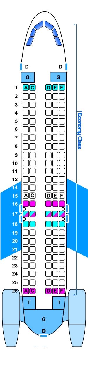 Seat map for McDonnell Douglas MD87