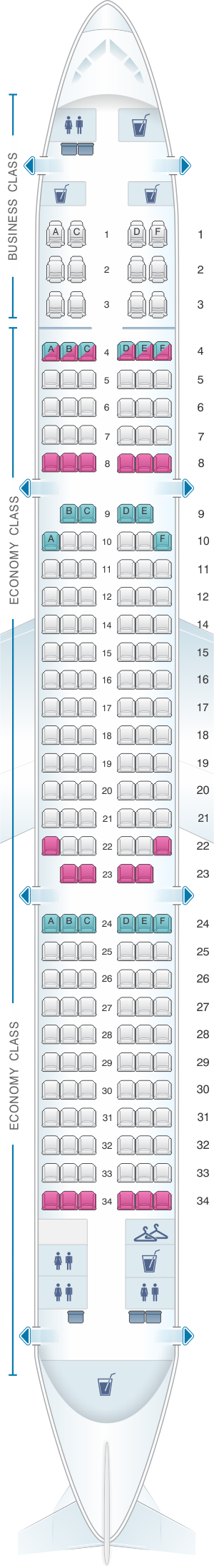 Seat Map Turkish Airlines Airbus A321 200 | SeatMaestro