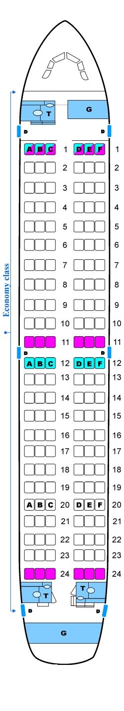 Seat Map Skyservice Airlines Airbus A319 | SeatMaestro.com