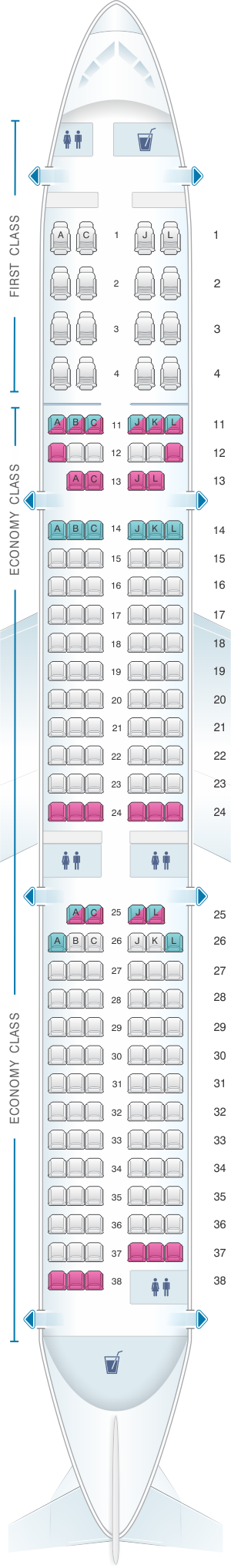 Seat Map Air China Airbus A321 200 Config. 2 | SeatMaestro