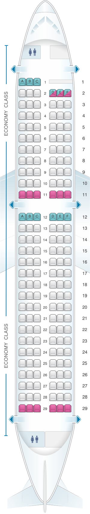 Seat Map Air New Zealand Airbus A320 Domestic | SeatMaestro.com