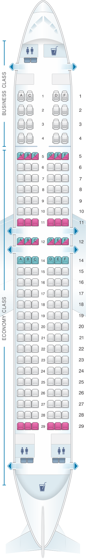 Seat Map Malaysia Airlines Boeing B737 800 160PAX | SeatMaestro.com