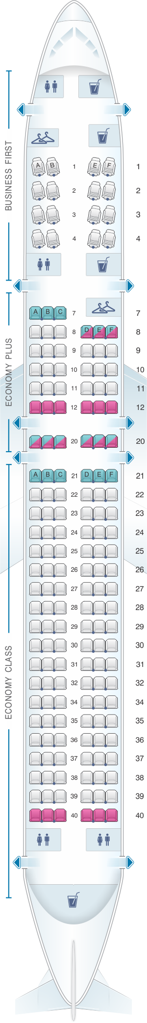 Seat Map United Airlines Boeing B757 200 (752) - version 2 ...