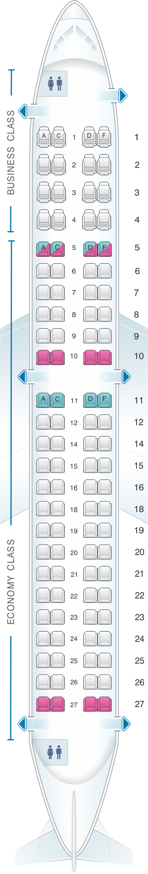 Seat Map Alitalia Airlines - Air One Embraer 190 