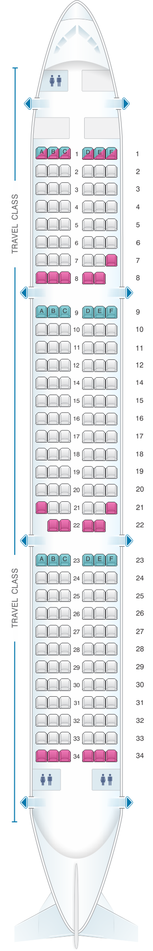 Seat Map Asiana Airlines Airbus A321 200 195PAX | SeatMaestro
