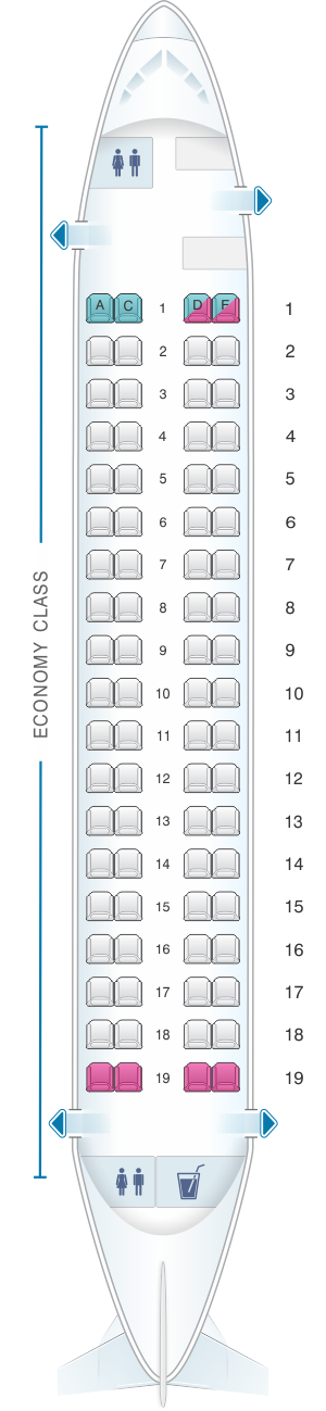 Seat map for Estonian Air Embraer EMB170