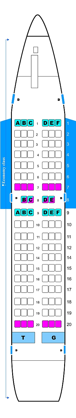 Seat Map Tatarstan Airlines Boeing B737 500BBO | SeatMaestro