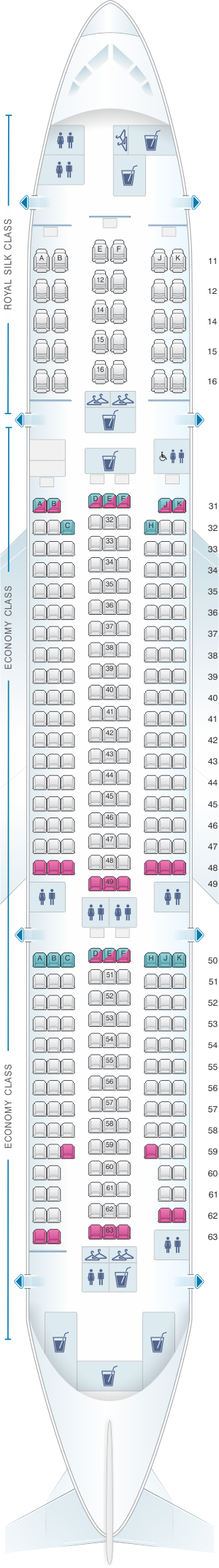 Seat Map Thai Airways International Boeing B777 200 | SeatMaestro.com