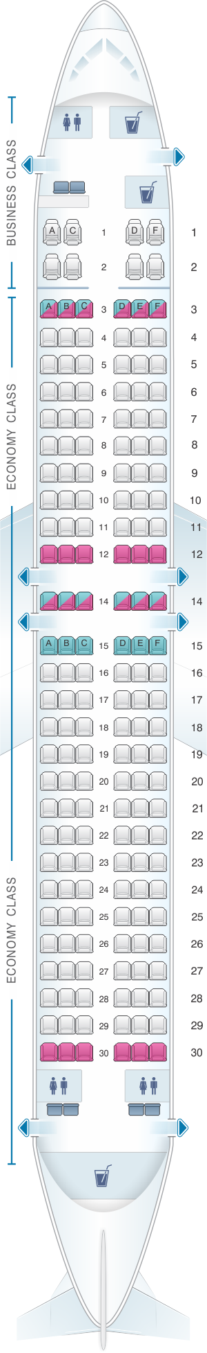 Seat Map Xiamen Airlines Boeing B737 800 170pax | SeatMaestro.com