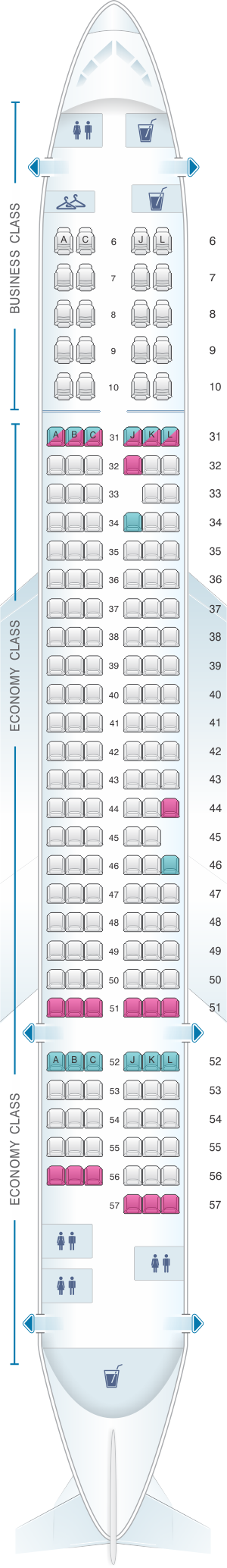 Seat Map China Eastern Airlines Airbus A321 200 | SeatMaestro.com