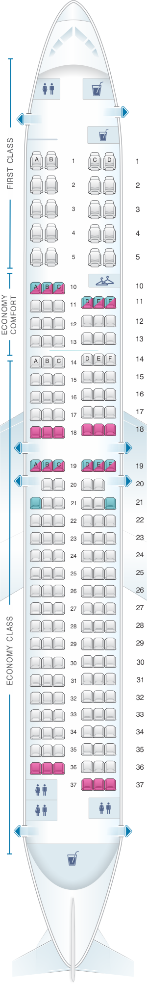 Seat Map Delta Air Lines Boeing B737 900ER 739 SeatMaestro