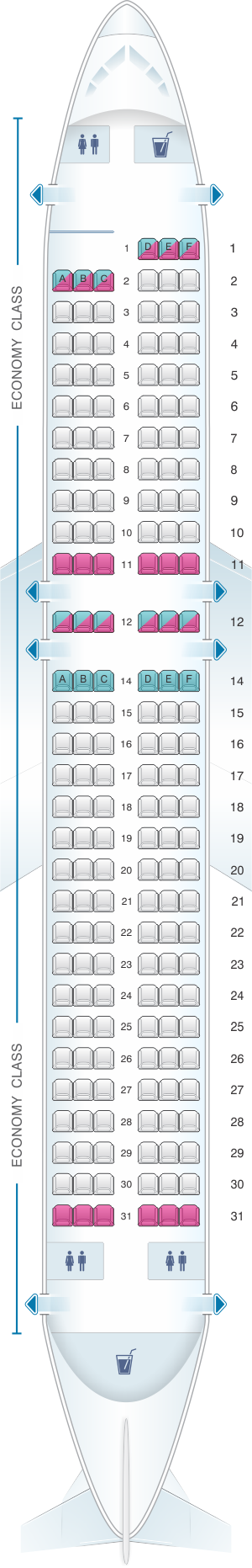 Seat Map Allegiant Air Airbus A320 | SeatMaestro