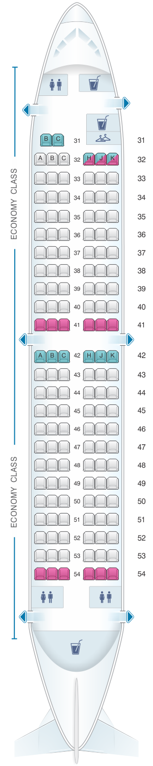 Seat map for China Southern Airlines Boeing B737 300 Layout C