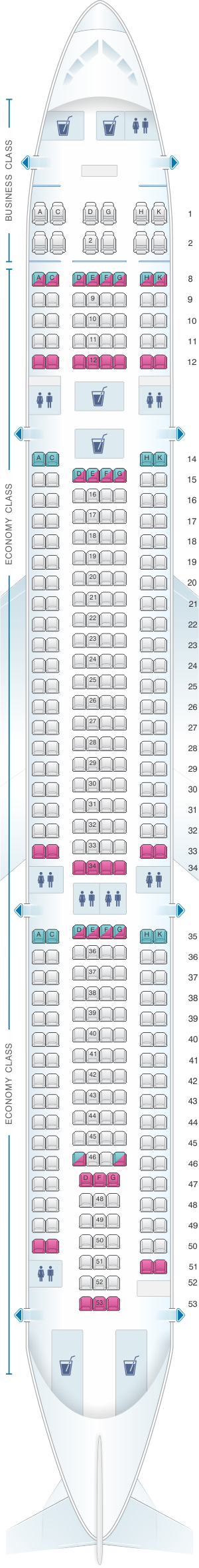 Seat Map Hi Fly Airbus A330 300 347pax | SeatMaestro