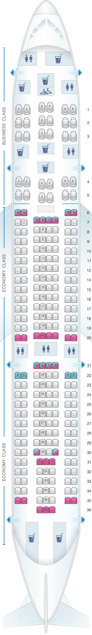 Seat Map Avianca Airbus A330 | SeatMaestro.com