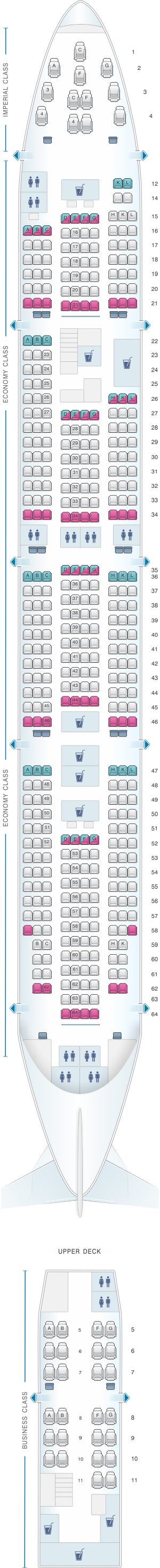 Seat Map Transaero Airlines Boeing B747 400 Config. 3 | SeatMaestro