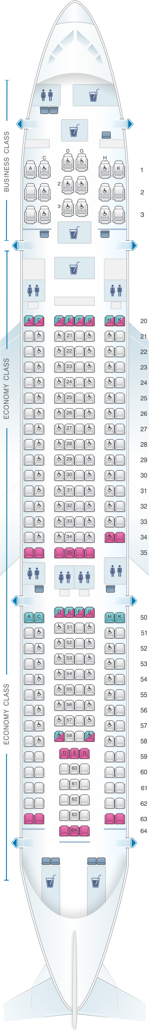 Seat Map SriLankan Airlines Airbus A330-200 Config. 3 | SeatMaestro.com