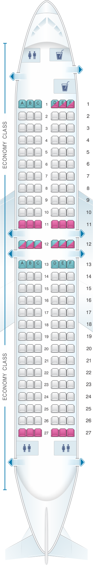 Seat Map Xtra Airways Boeing B737 400 162pax | SeatMaestro.com