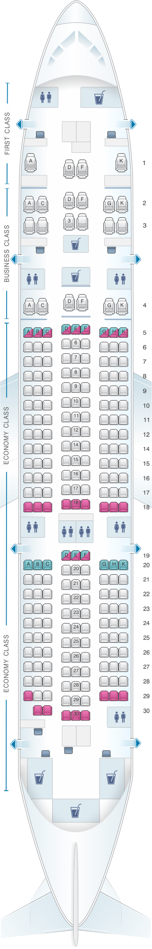 Seat Map Xiamen Airlines Boeing B787-8 237pax | SeatMaestro.com