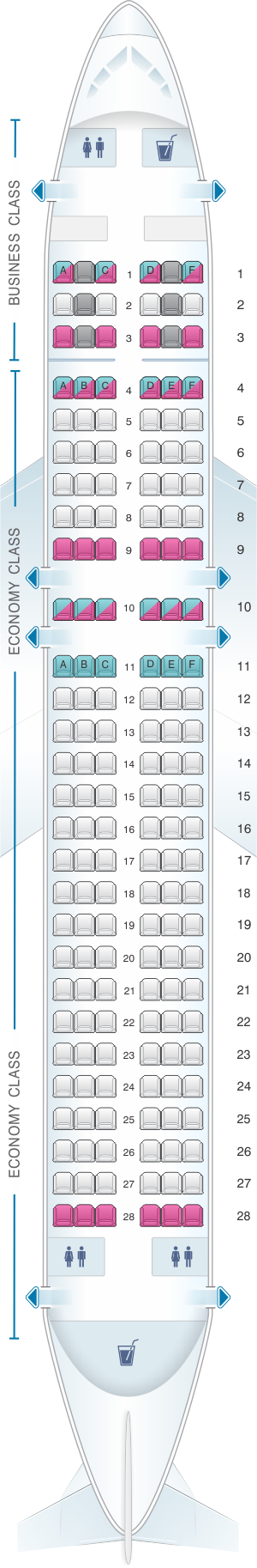 Seat map for Cyprus Airways Airbus A320