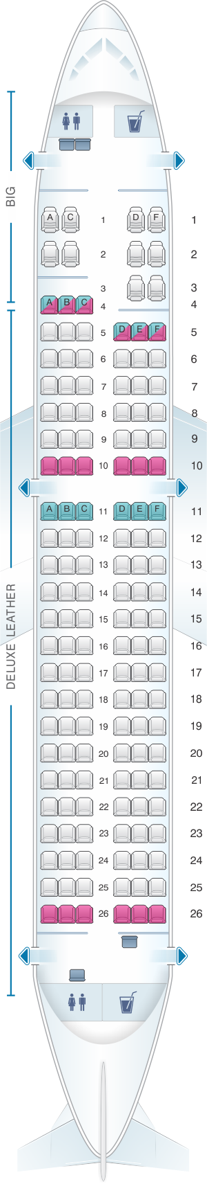 Seat map for Spirit Airlines Airbus A319