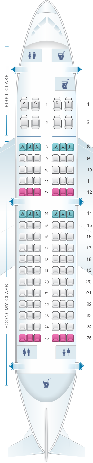 Seat Map Qatar Airways Airbus A319 110pax | SeatMaestro.com