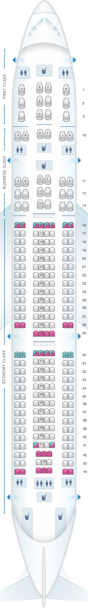 Seat Map Qatar Airways Airbus A330 302 259pax | SeatMaestro.com