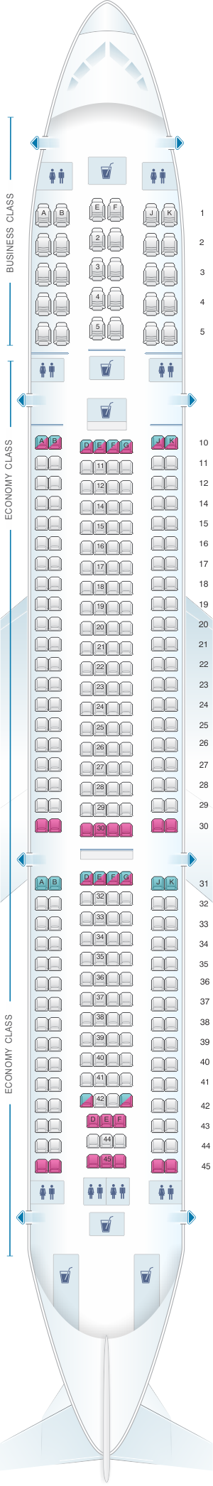 Seat Map Qatar Airways Airbus A330 302 305pax | SeatMaestro.com