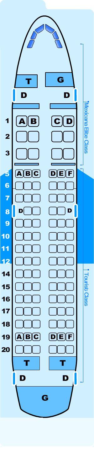 Seat map for Airbus A318 100