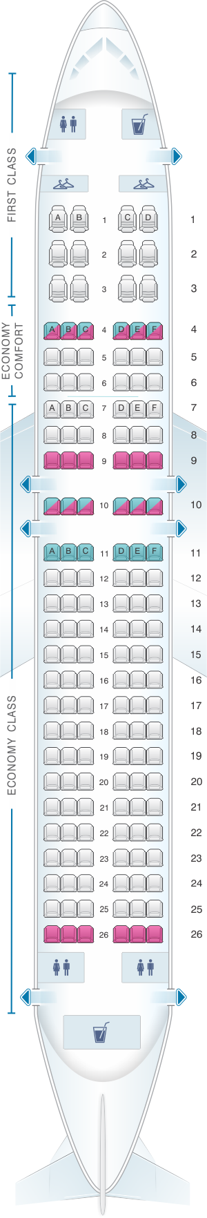 Seat Map Delta Air Lines Airbus A320 200 (32R) | SeatMaestro