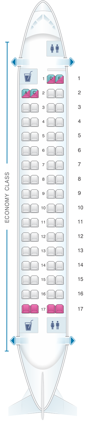 Seat map for Air Algerie ATR 72-200