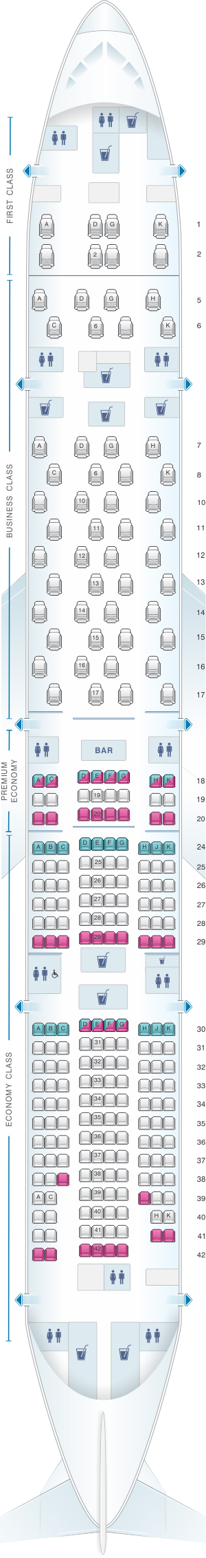 Seat Map ANA - All Nippon Airways Boeing B777 300ER 264pax | SeatMaestro
