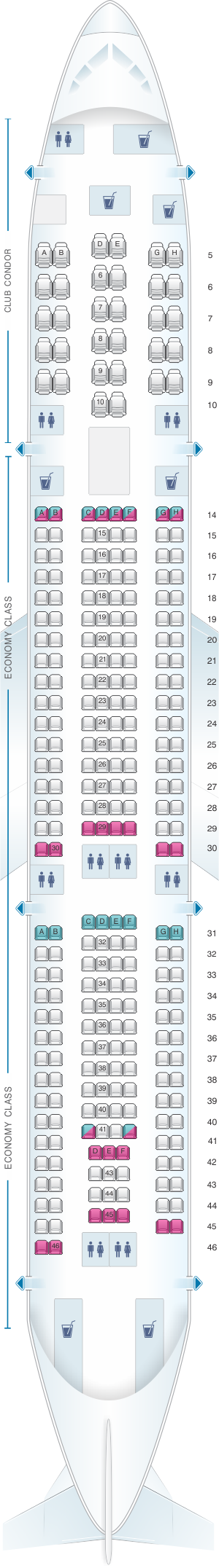 Mapa de asientos del Airbus A330-300