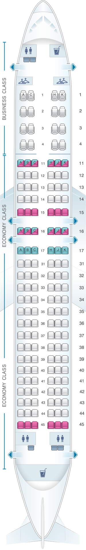 Seat Map Air Astana Airbus A320 232 | SeatMaestro