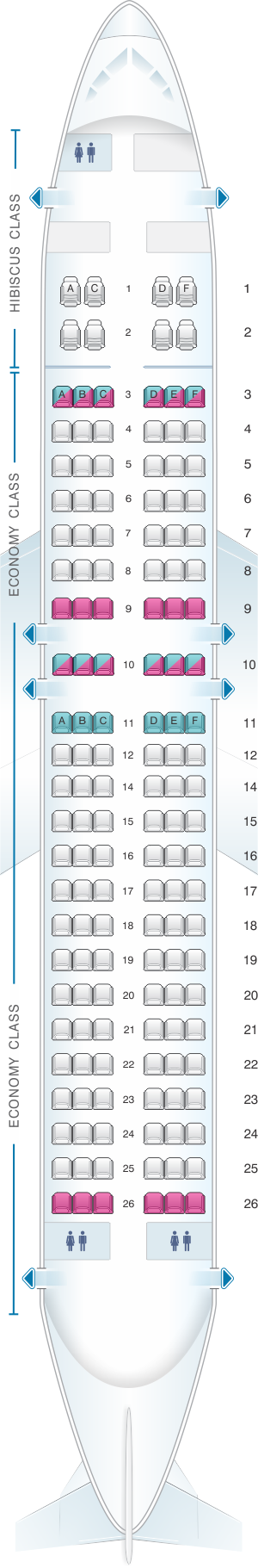 Seat map for Aircalin Airbus A320
